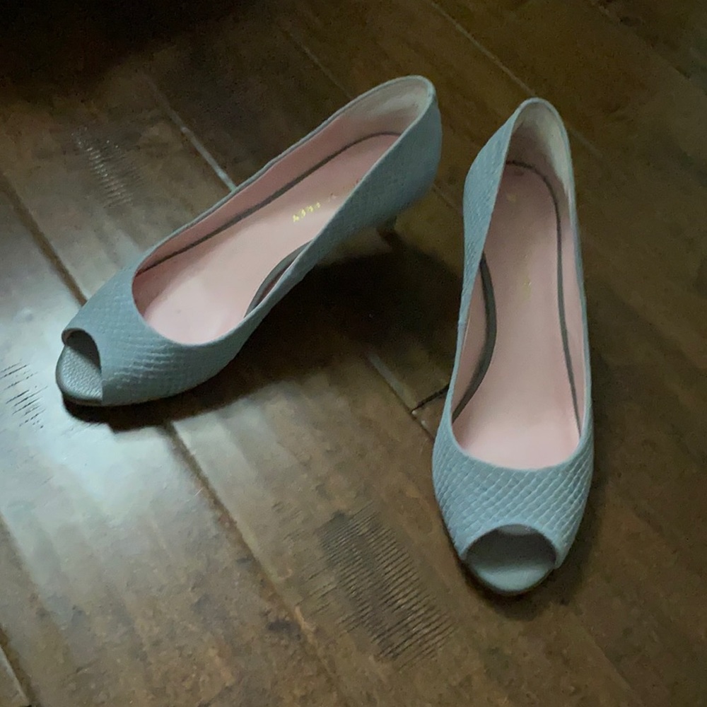 Shoes of Prey Gray Peep Toe Heels